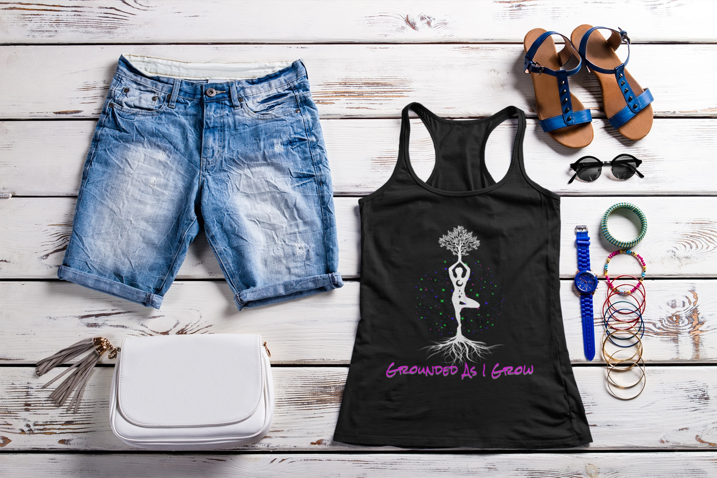 Grounded As I Grow – Spiritual Strength Racerback Tank for Women