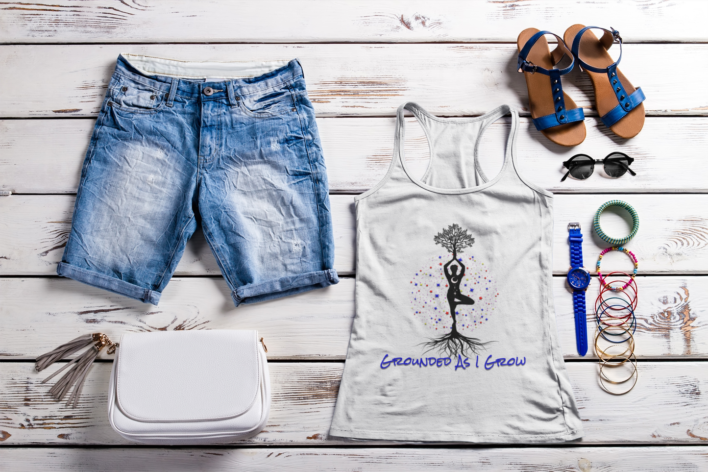 Grounded As I Grow – Spiritual Strength Racerback Tank for Women