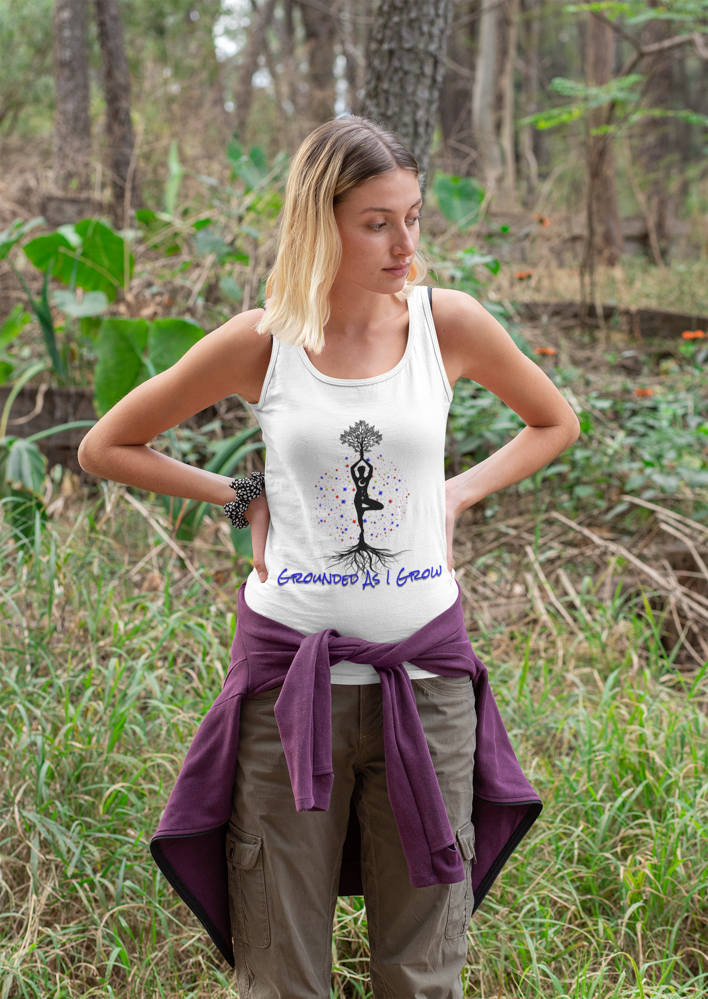 Grounded As I Grow – Spiritual Strength Racerback Tank for Women